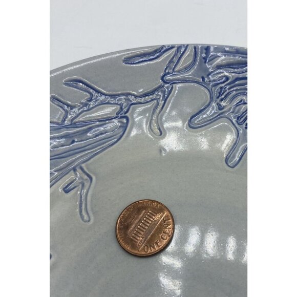 Pottery Barn Salad Plate Dessert Blue Shell Ocean Beach Coastal Coral  8" Lot 2 - Picture 6 of 13